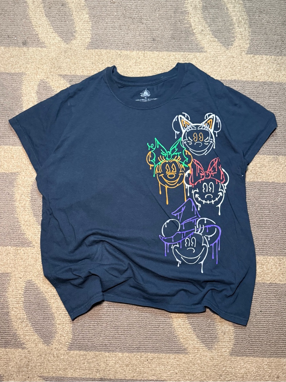 Disney Mickey & Friends Halloween Drip Graphic T-Shirt Women’s XL Black